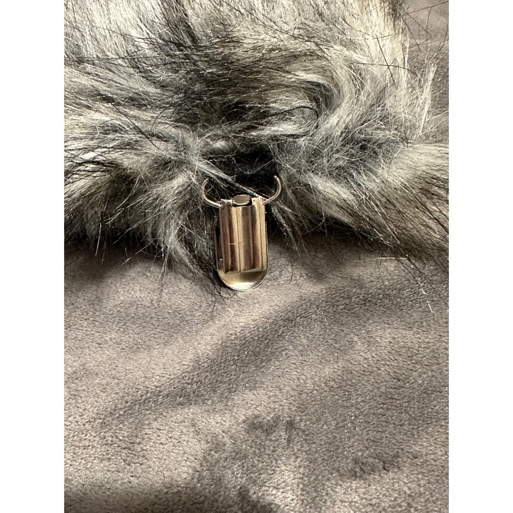 Grey Black Faux Fur Animal Tail Cosplay Costume Accessory with Clip 11 Inch